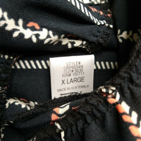 Gibsonlook Ruffle Sleeve Sharkbite Hem Blouse Size XL Black Ivory - Picture 6 of 7